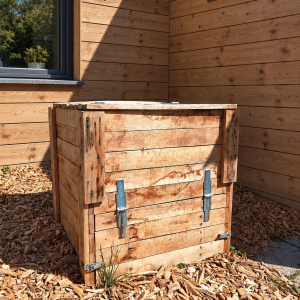 Composteur en bois clair d'extérieur - 89,2 L x 85 l x 95 H cm